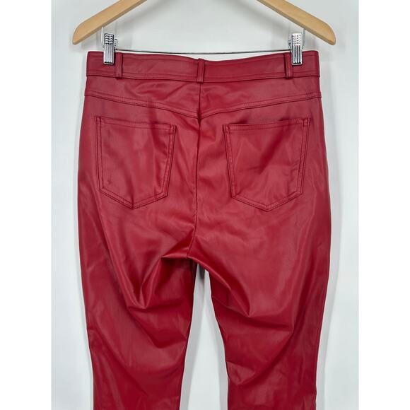 ZARA Faux Leather Leggings High Rise Ankle Zip Pants Red, Bloggers Fav Burgundy - Picture 11 of 13